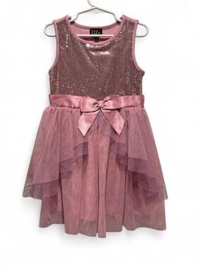 lilt Dusty Pink Sequin & Tulle Bow Party Dress for Girls